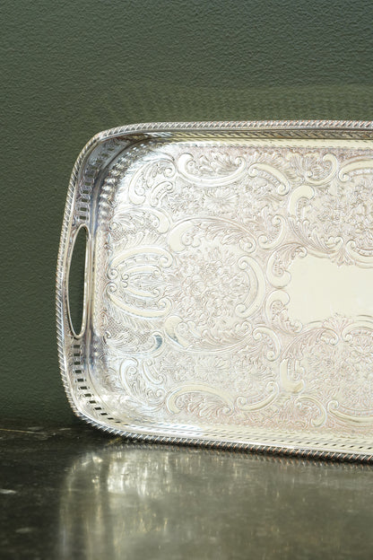 Antique Mappin & Webb Silverplate Gallery Tray, Sheffield, Rectangular