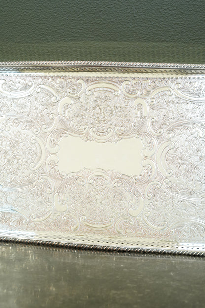 Antique Mappin & Webb Silverplate Gallery Tray, Sheffield, Rectangular