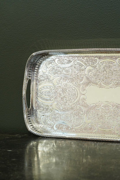 Antique Mappin & Webb Silverplate Gallery Tray, Sheffield, Rectangular