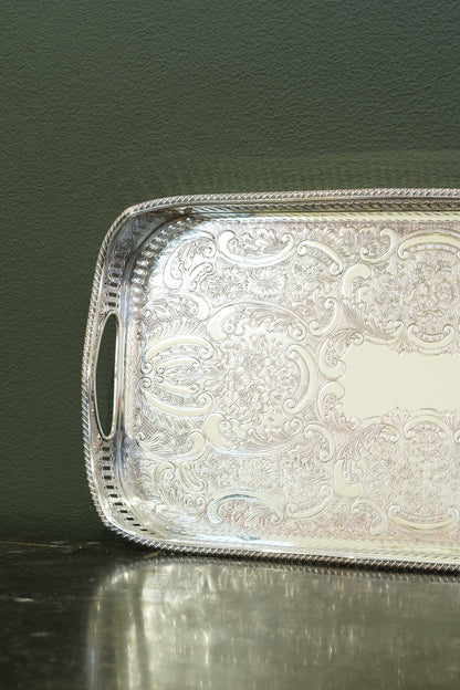 Antique Mappin & Webb Silverplate Gallery Tray, Sheffield, Rectangular