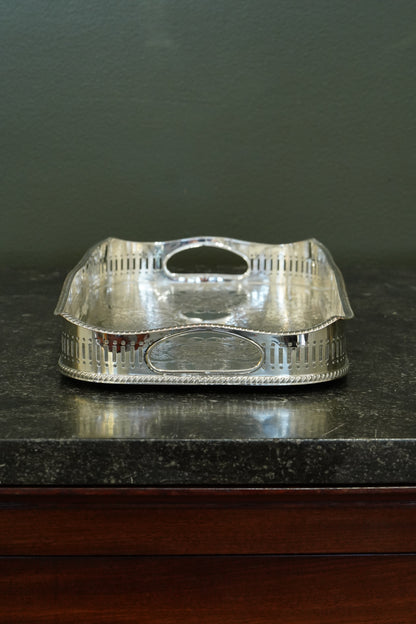 Antique Mappin & Webb Silverplate Gallery Tray, Sheffield, Rectangular