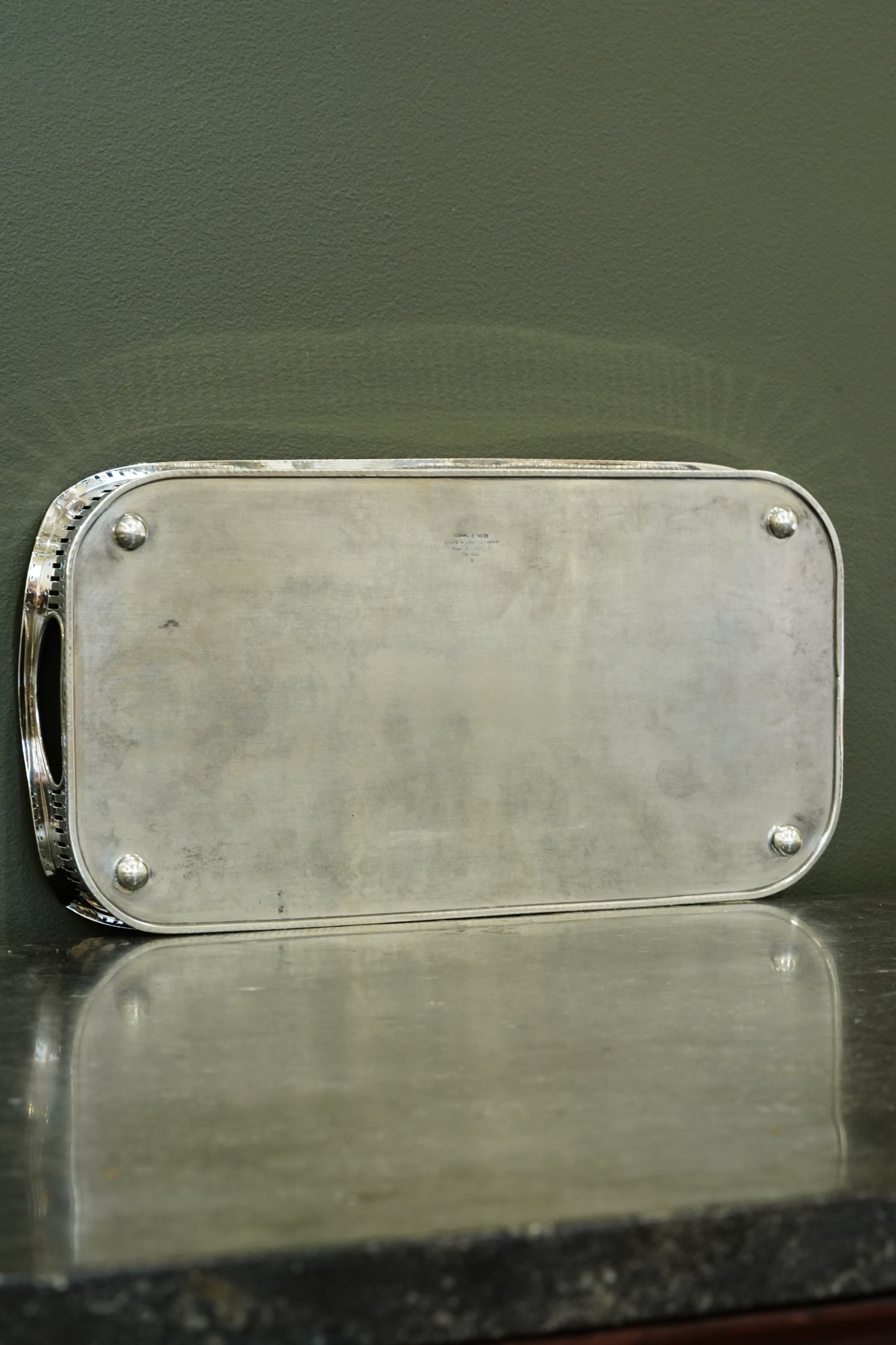 Antique Mappin & Webb Silverplate Gallery Tray, Sheffield, Rectangular