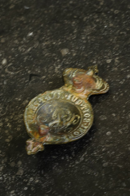 Antique Victorian Brass Cavalry Bit Boss Badges, Pair