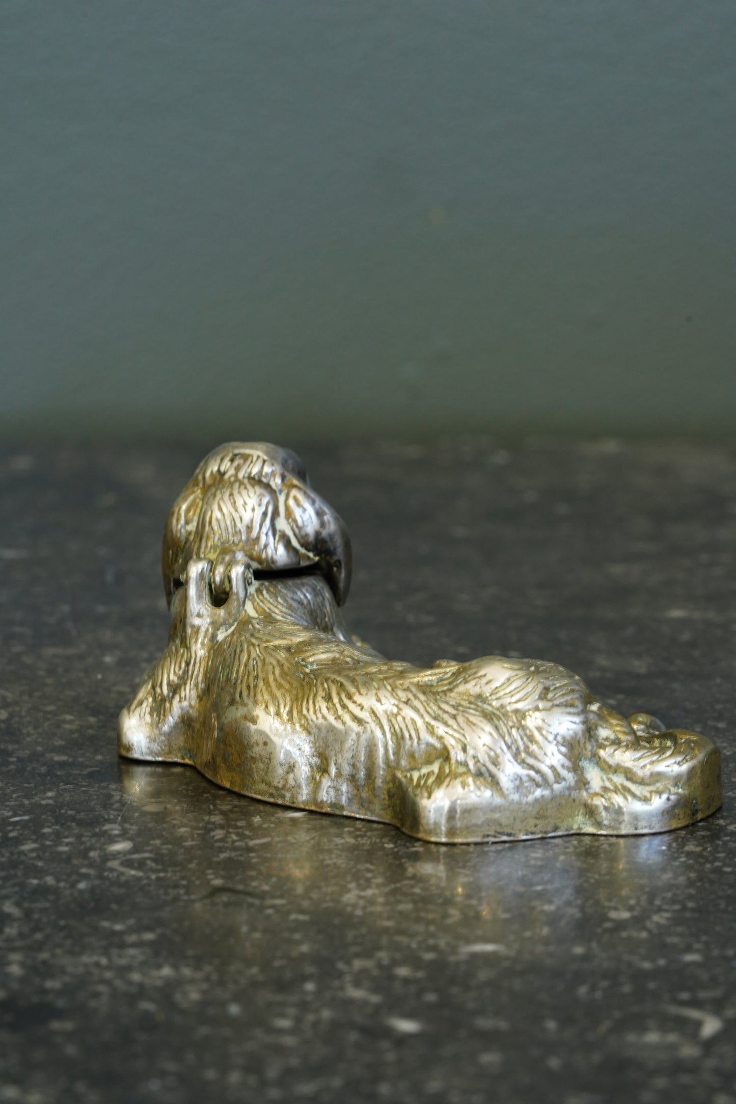 *RESERVED* Antique Victorian Silver Plated King Charles Spaniel Inkwell