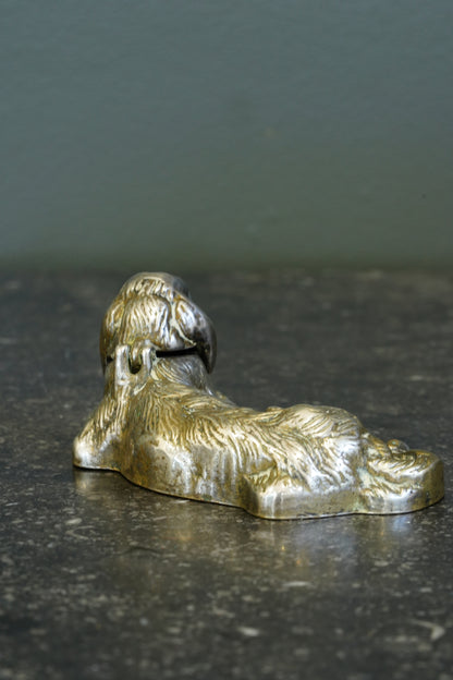 *RESERVED* Antique Victorian Silver Plated King Charles Spaniel Inkwell