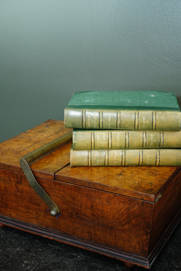 Victorian Burr Walnut Sewing Box with Brass Handle, Circa 1860 secondary view