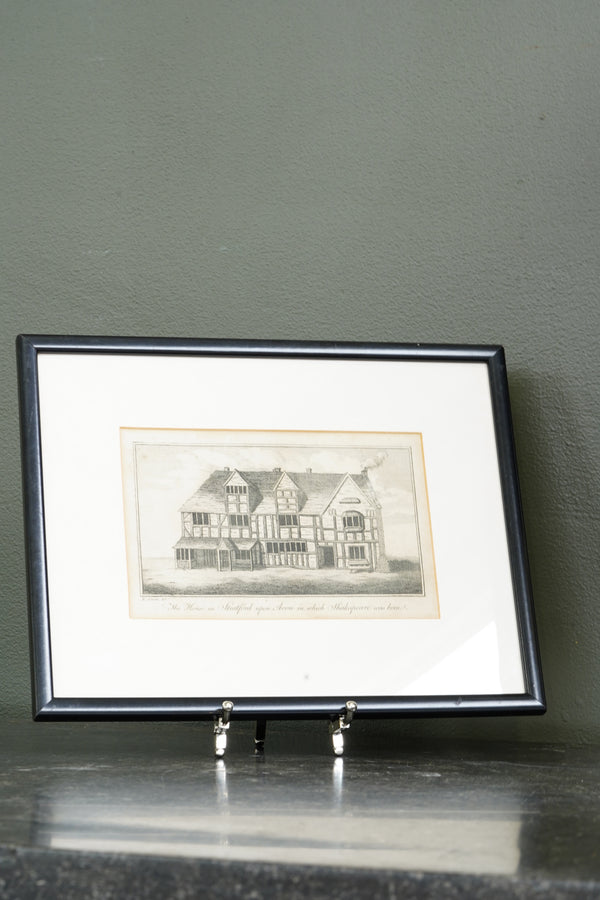 Antique Engraving Shakespeare's Birthplace Stratford-upon-Avon