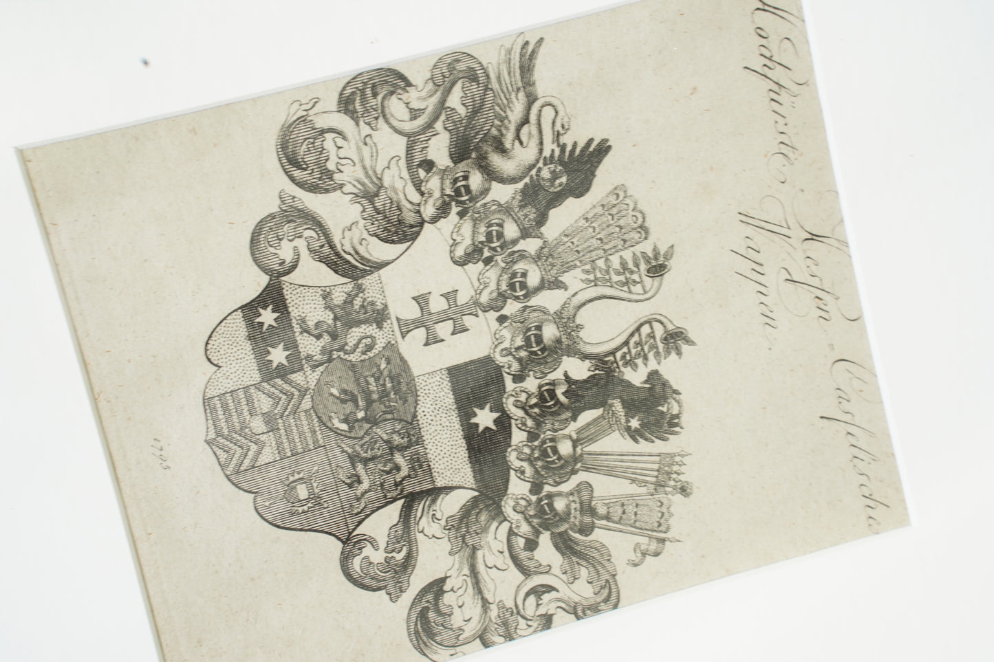 Antique German Engraving Hesse-Cassel State Arms, Dated 1795