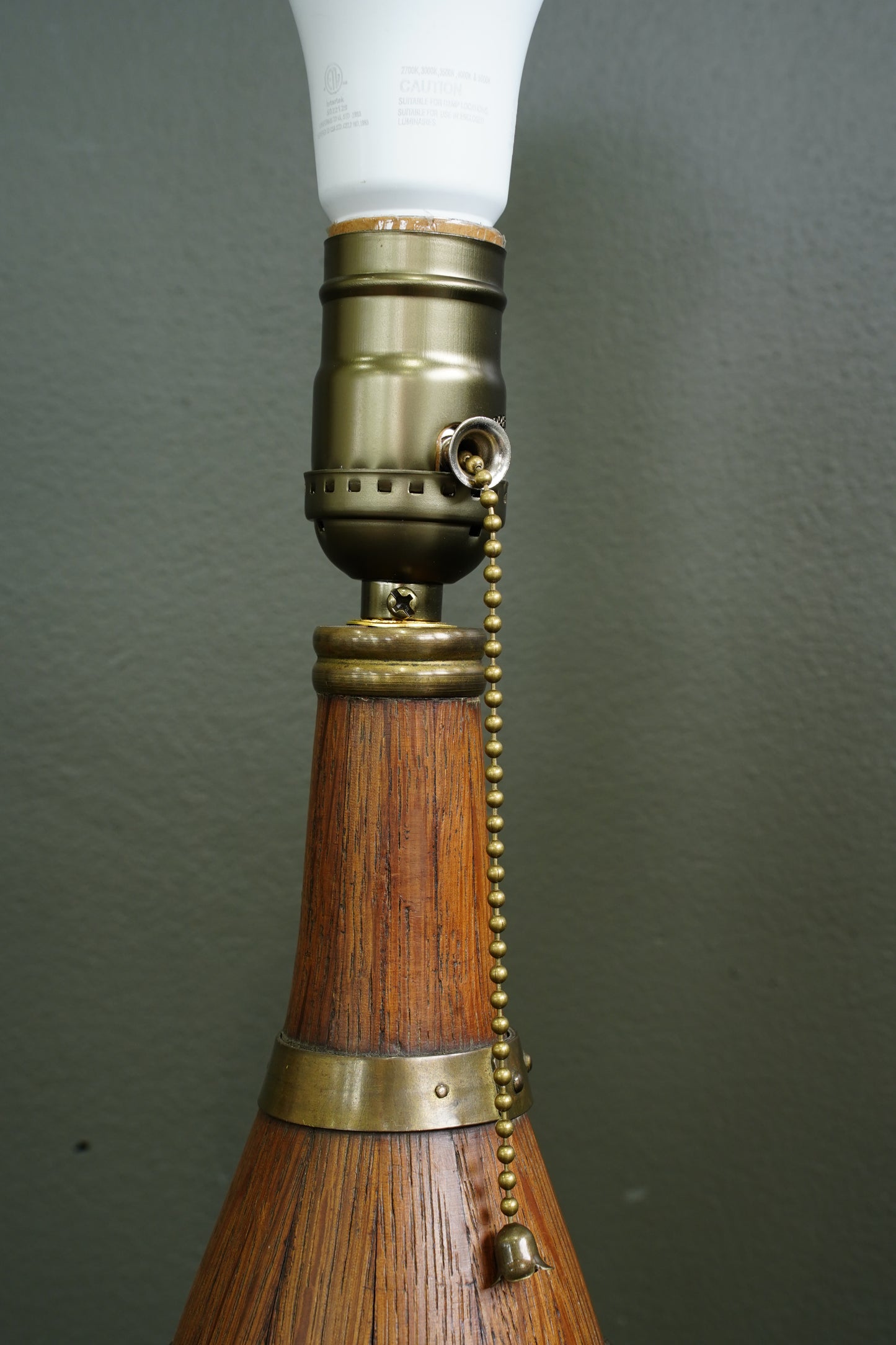 Antique European Oak Brass-Banded Bottle Table Lamp