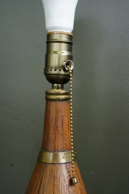 Antique European Oak Brass-Banded Bottle Table Lamp