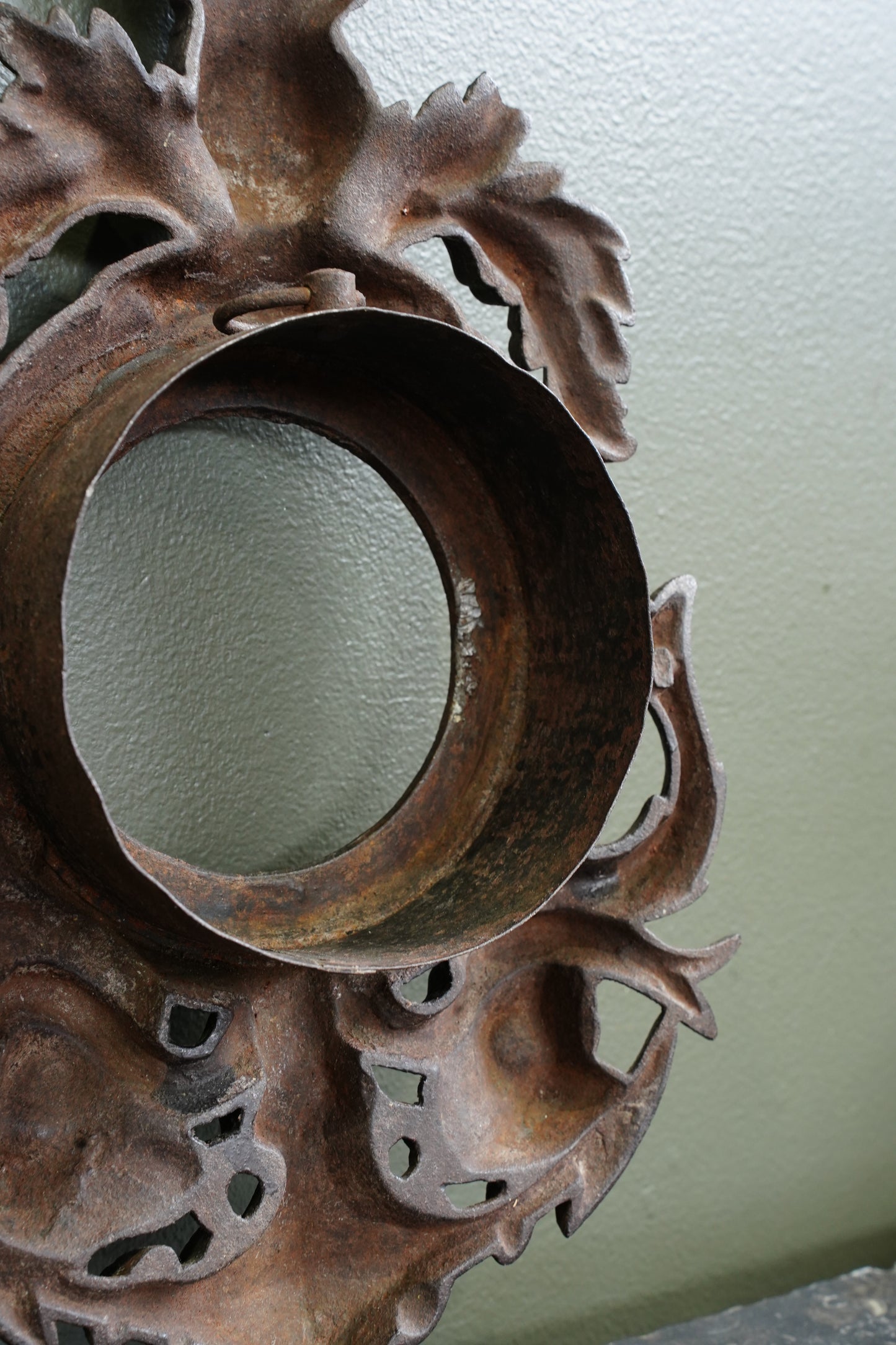 Antique English Cast Iron Clock Bezel with British Royal Arms, Ca. 1900