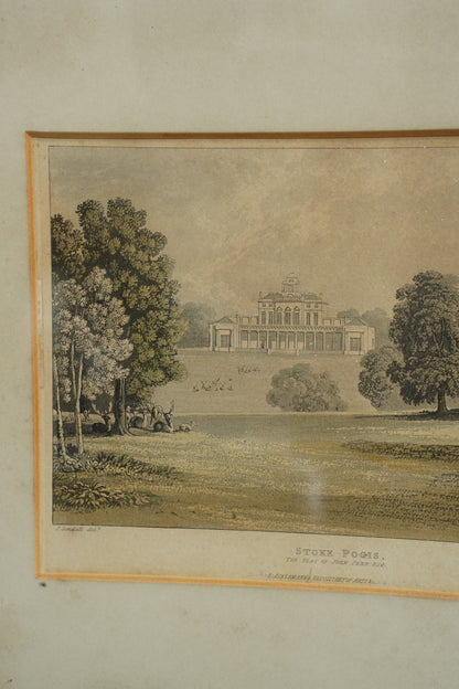 Antique Engraving Stoke Park Buckinghamshire, Ackermann, Circa 1820