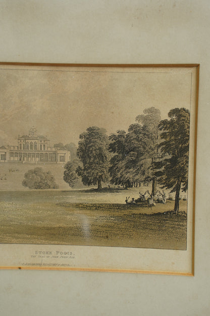 Antique Engraving Stoke Park Buckinghamshire, Ackermann, Circa 1820