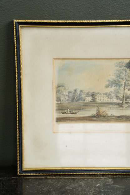 Antique Hand-Colored Engraving, Stoke Place Buckinghamshire, Ackermann 1824