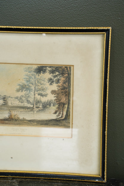 Antique Hand-Colored Engraving, Stoke Place Buckinghamshire, Ackermann 1824