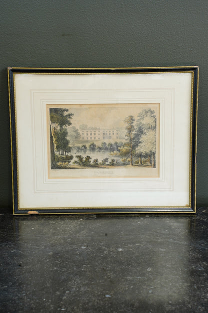 Antique Engraving Fulford House Devon, After J. Gendall, Ackermann, Circa 1826