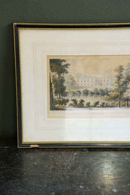 Antique Engraving Fulford House Devon, After J. Gendall, Ackermann, Circa 1826