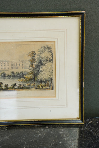 Antique Engraving Fulford House Devon, After J. Gendall, Ackermann, Circa 1826
