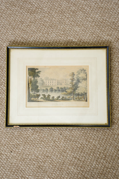 Antique Engraving Fulford House Devon, After J. Gendall, Ackermann, Circa 1826