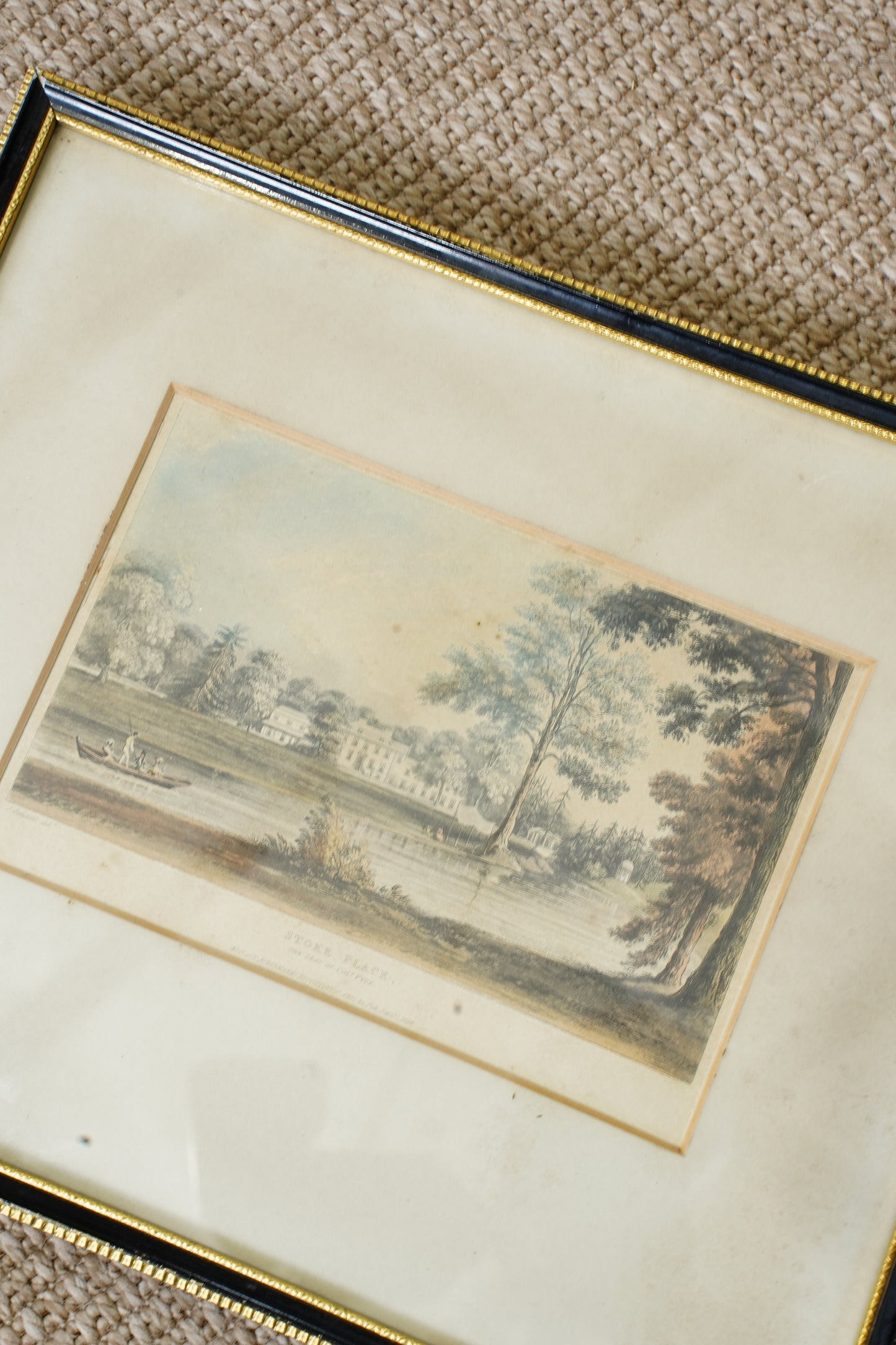 Antique Hand-Colored Engraving, Stoke Place Buckinghamshire, Ackermann 1824