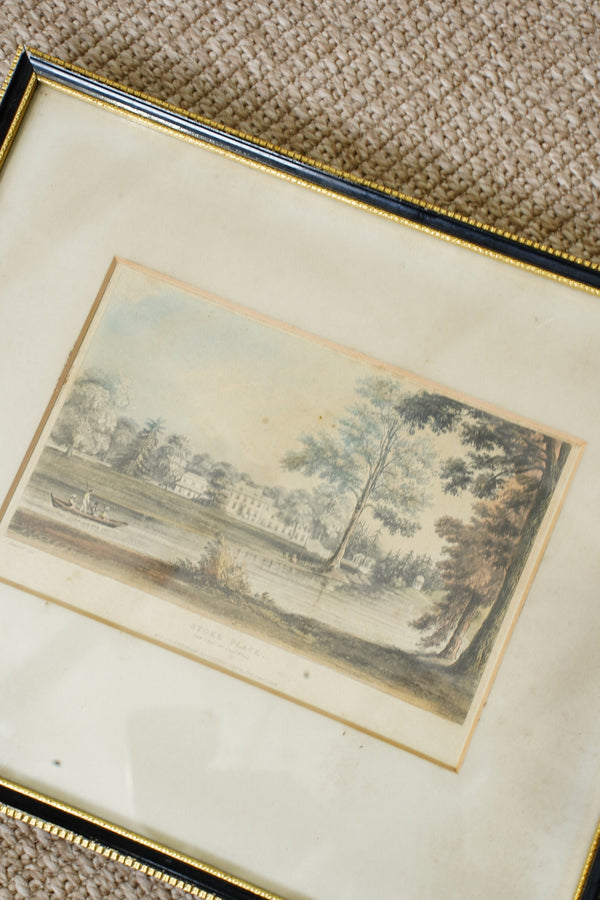Antique Hand-Colored Engraving, Stoke Place Buckinghamshire, Ackermann 1824 secondary view
