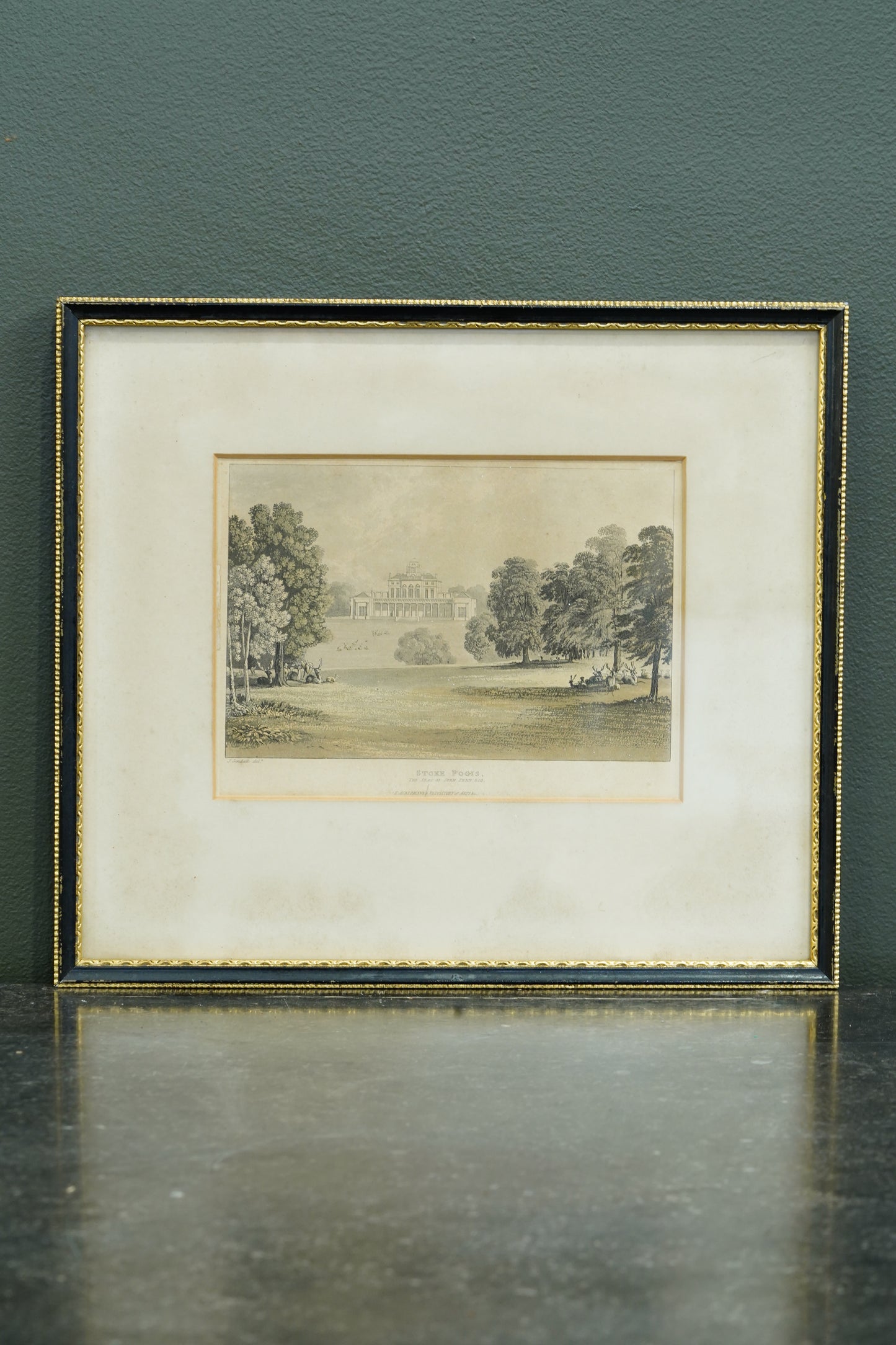 Antique Engraving Stoke Park Buckinghamshire, Ackermann, Circa 1820