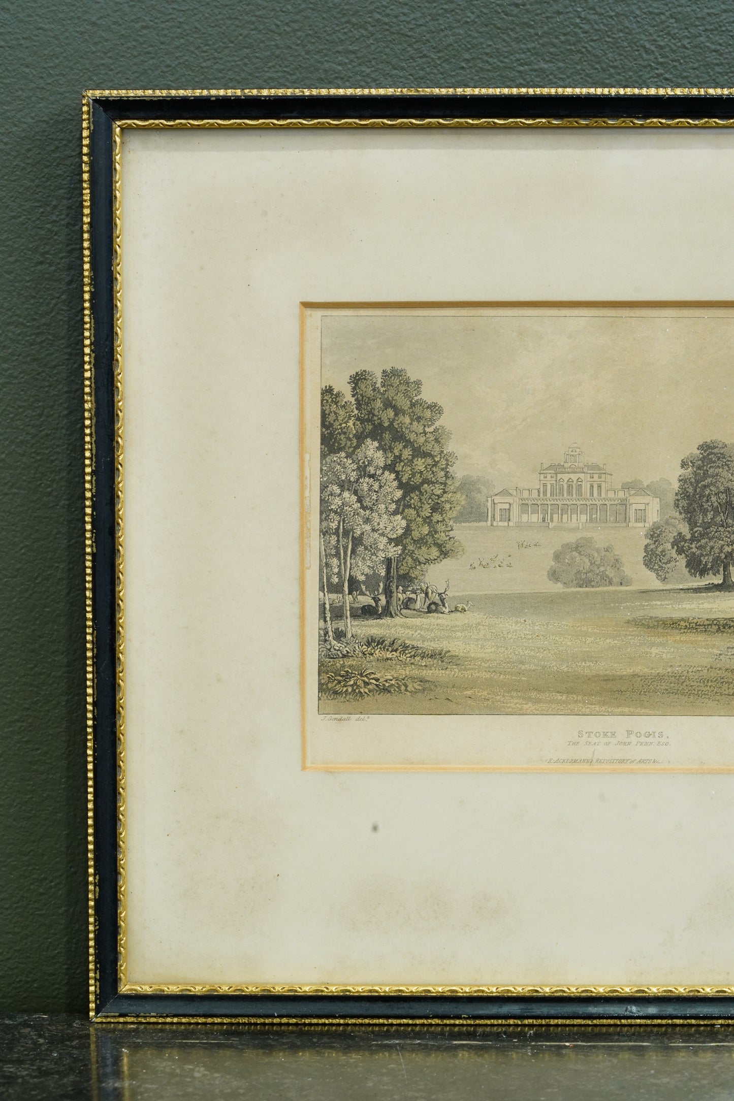 Antique Engraving Stoke Park Buckinghamshire, Ackermann, Circa 1820