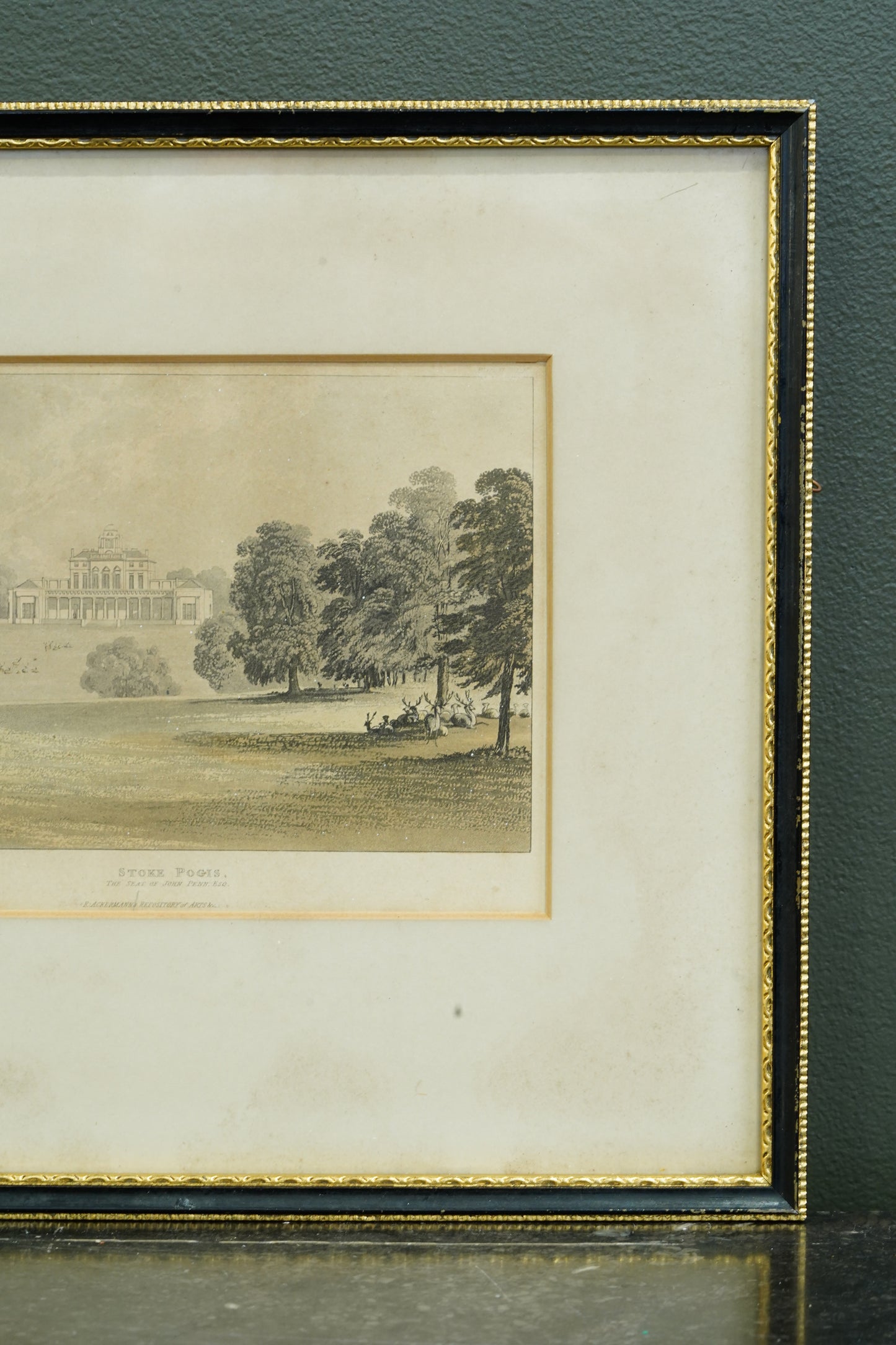 Antique Engraving Stoke Park Buckinghamshire, Ackermann, Circa 1820