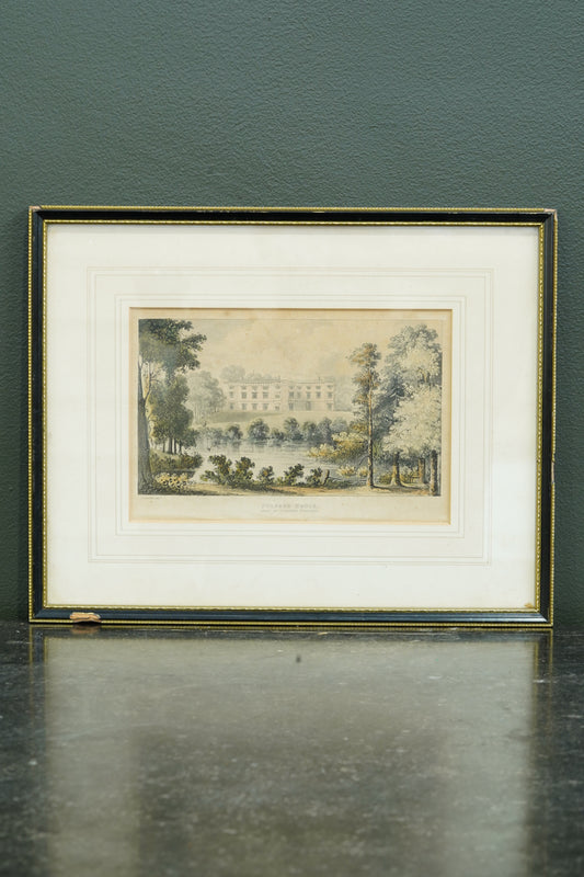 Antique Engraving Fulford House Devon, After J. Gendall, Ackermann, Circa 1826