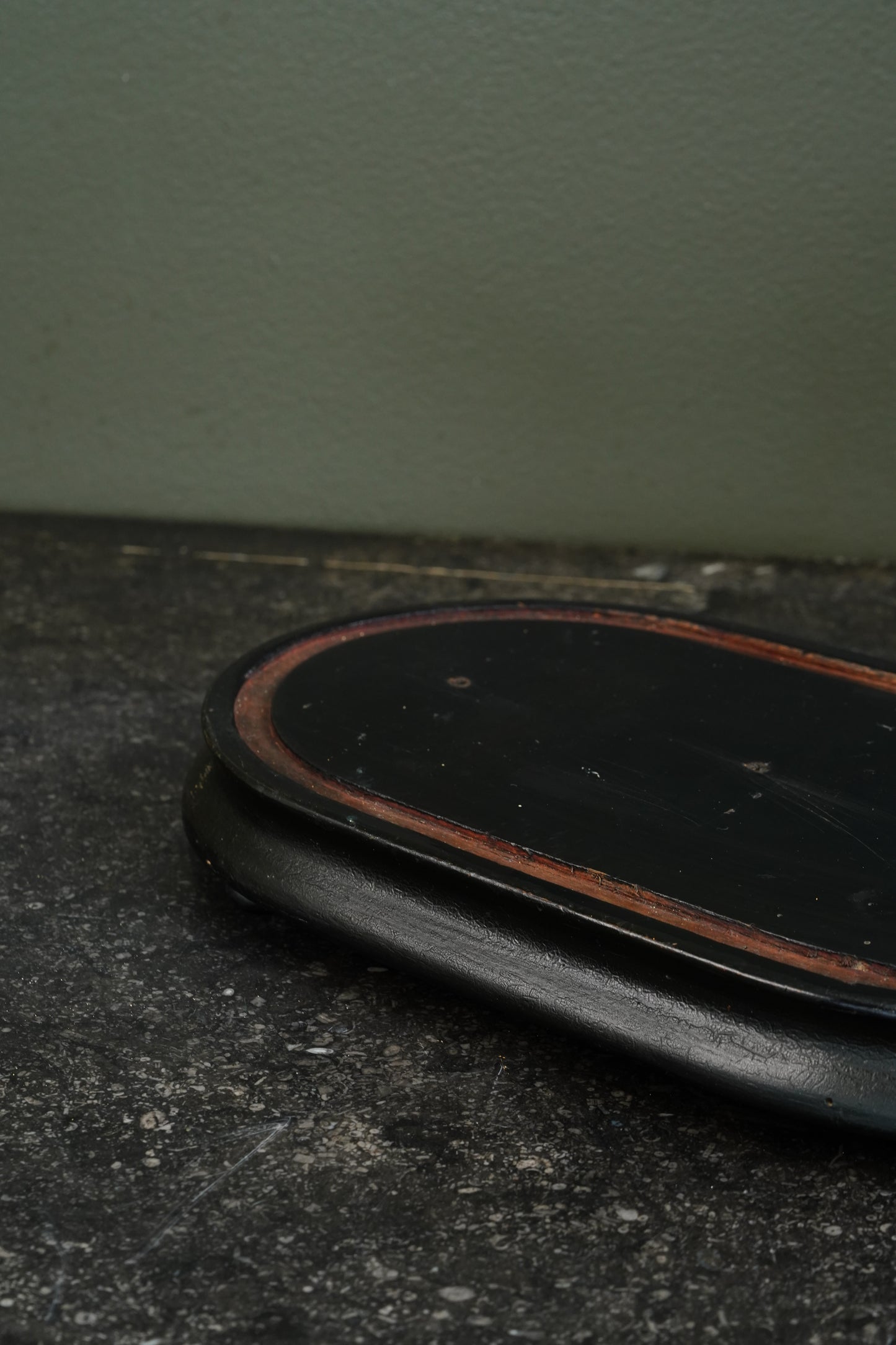 Antique French Ebonized Oval Display Stand, Circa 1880