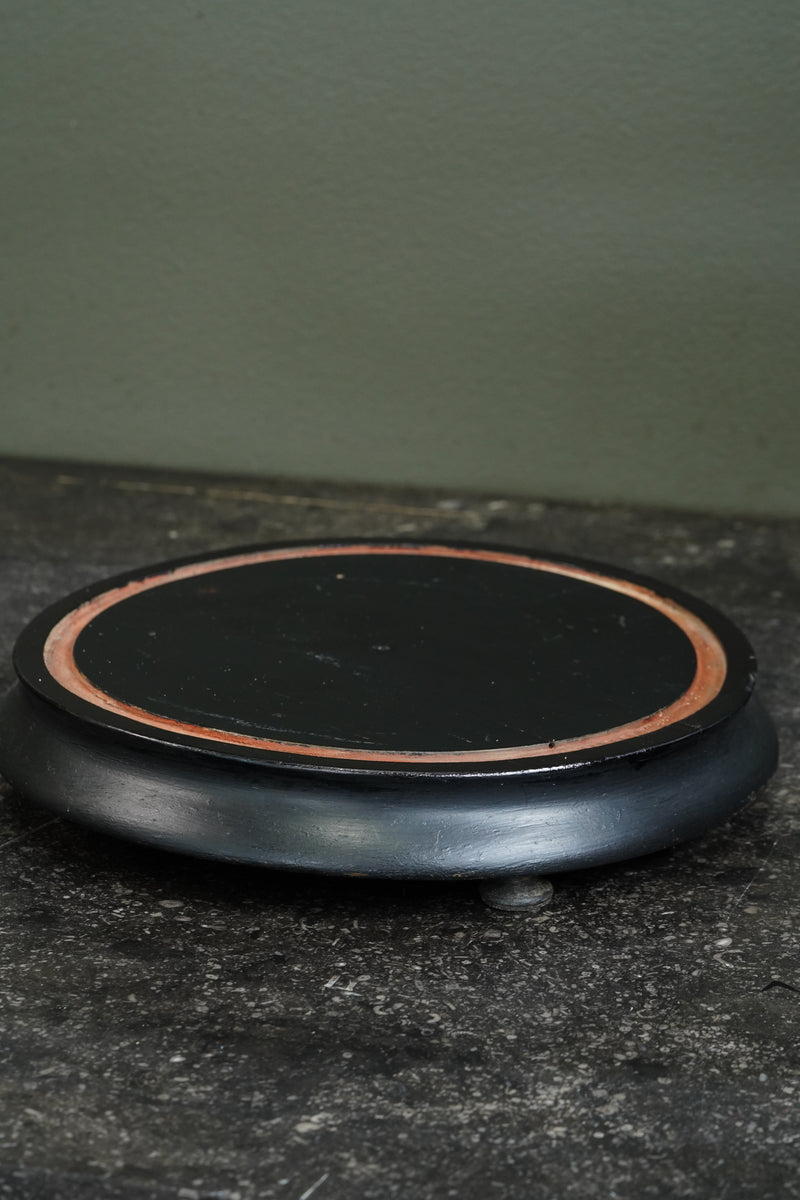 Antique Ebonized Round Cloche Stand