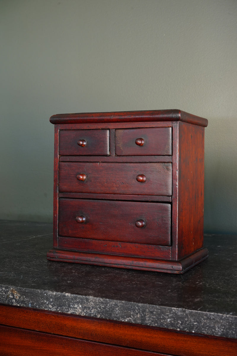 Antique English Mahogany Miniature Chest of Drawers, Circa 1830