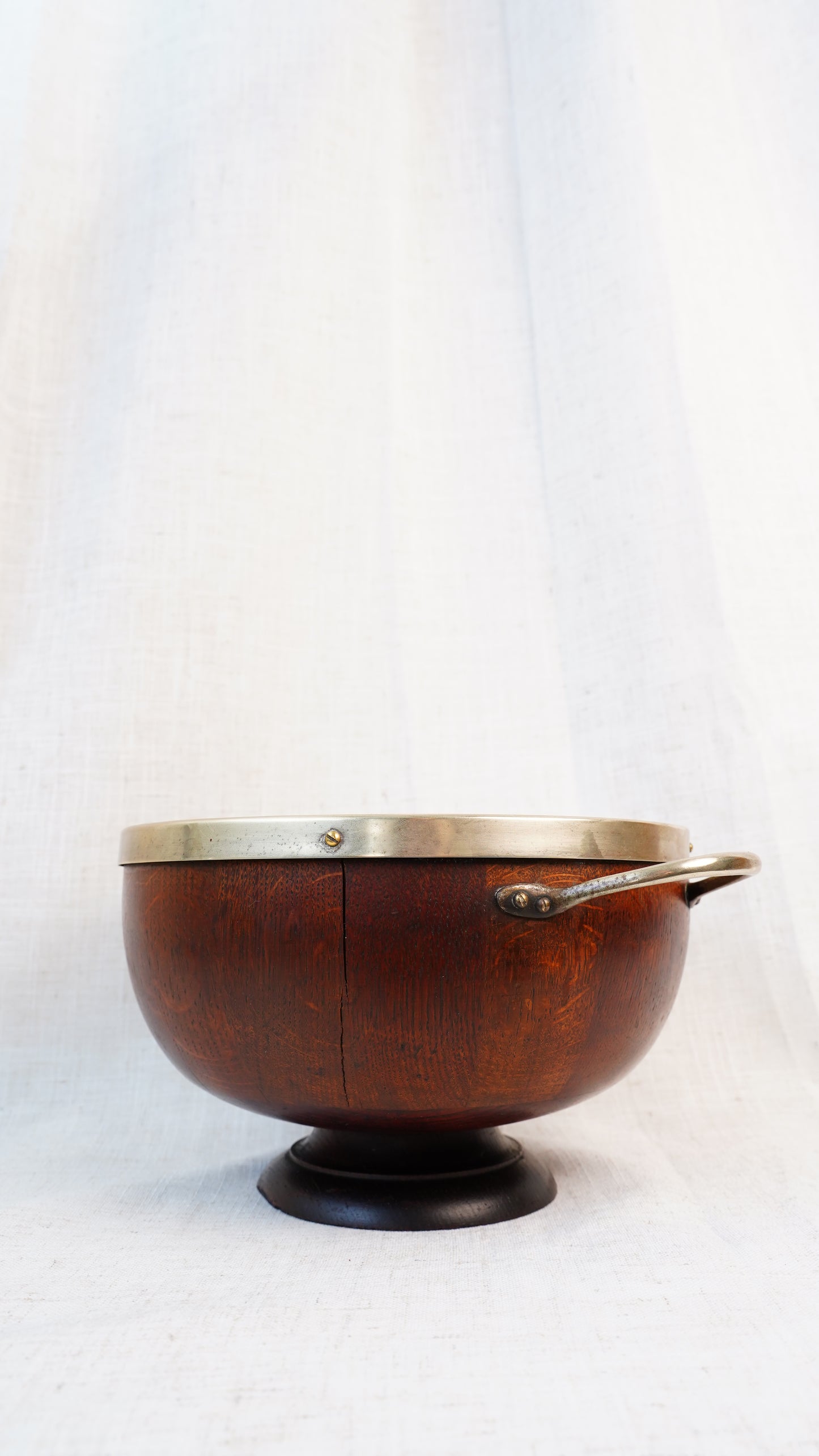 Antique Edwardian Oak Pedestal Bowl with Shield