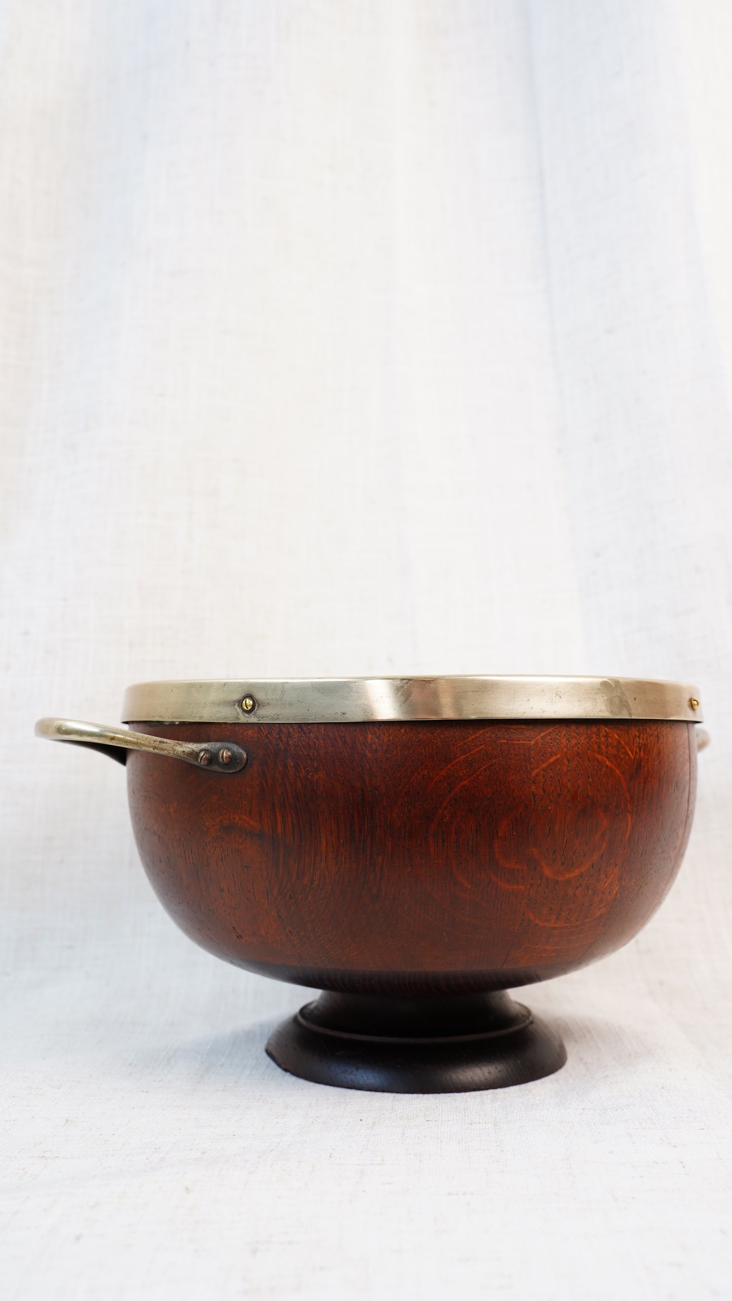 Antique Edwardian Oak Pedestal Bowl with Shield