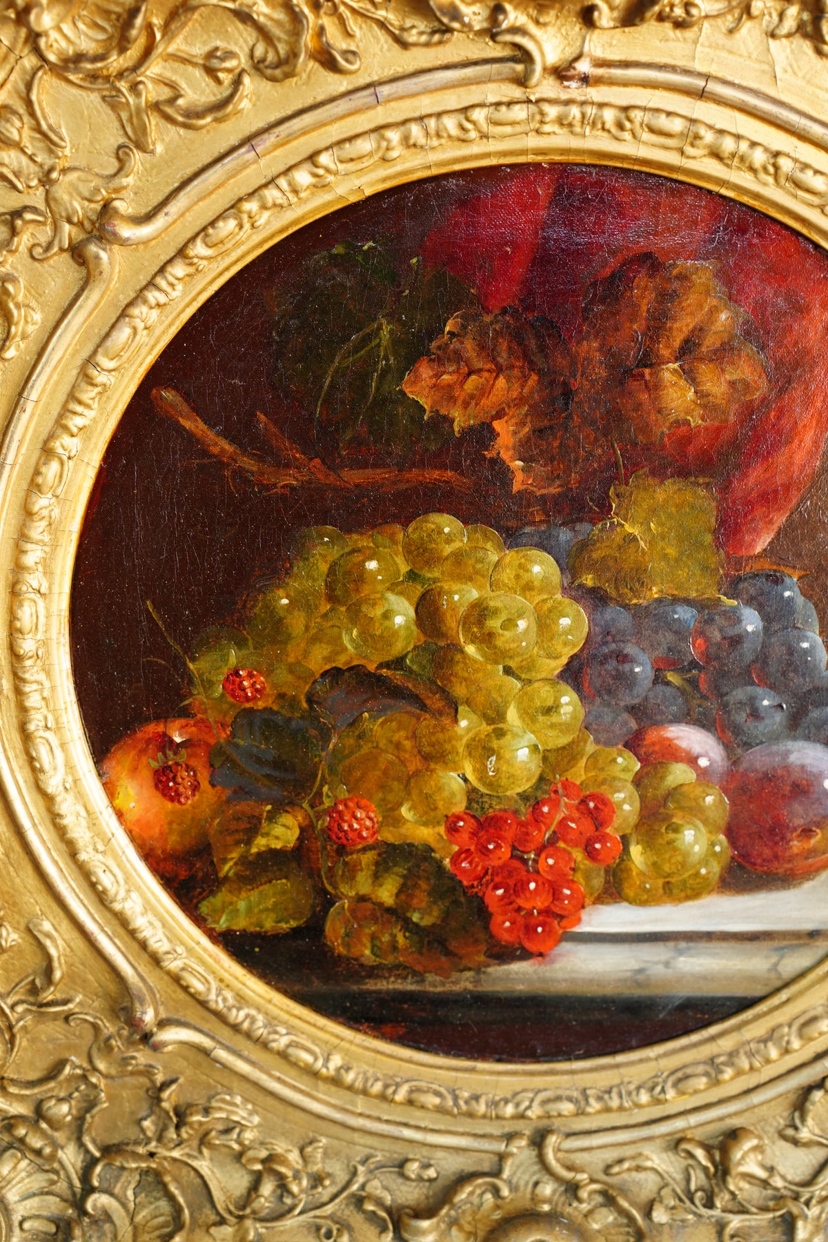 Antique Fruit Still Life Oil Painting, Gilt Frame, Late 1800s