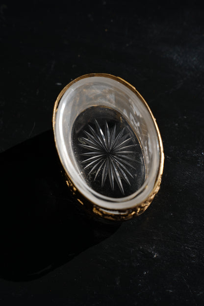 Antique Louis XVI Style Gilt Salt Cellar, Frosted Glass