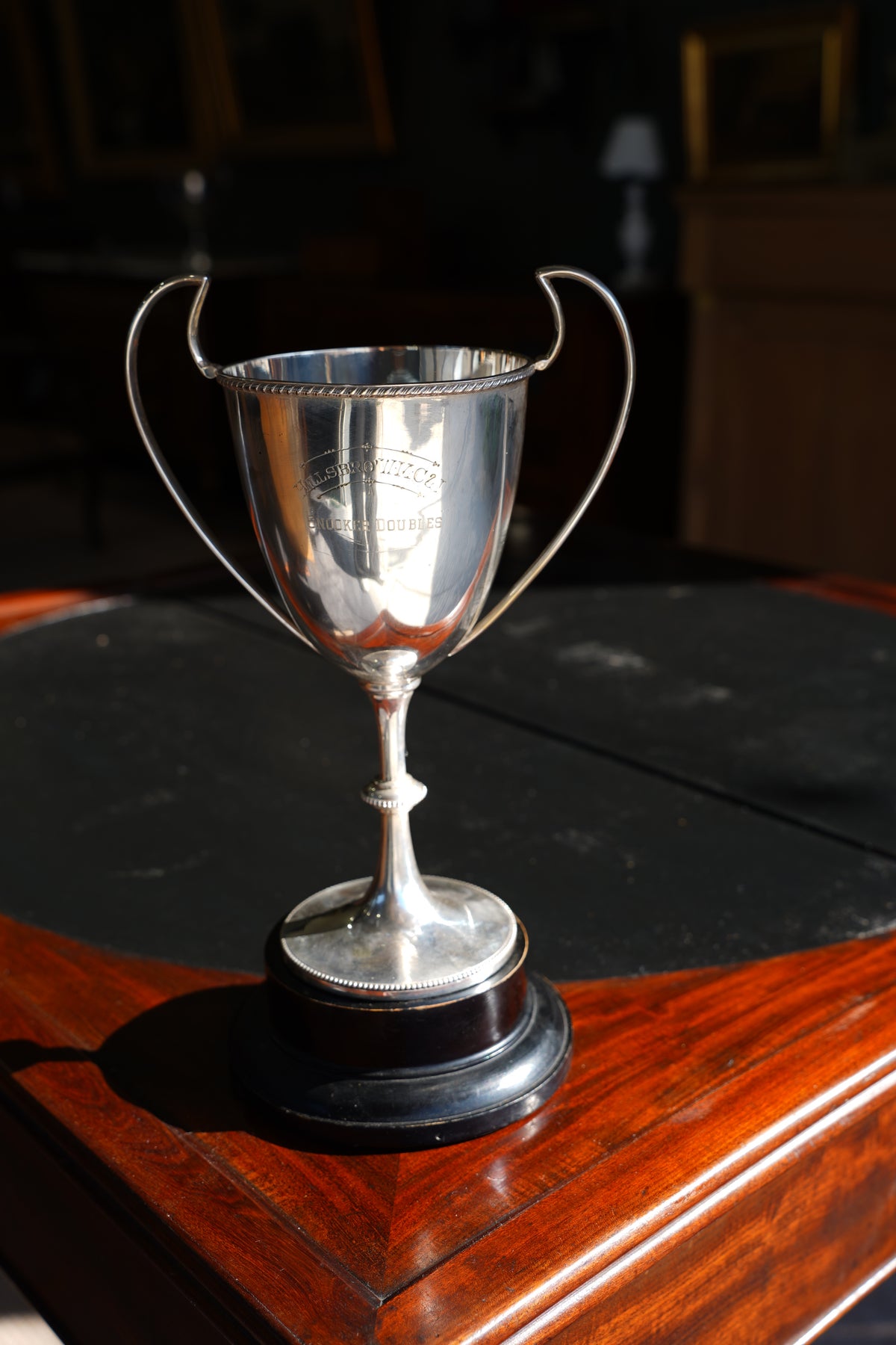 Vintage Neoclassical Style Silver Plate Snooker Trophy Cup