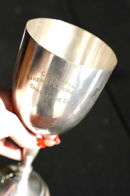 Vintage Silverplate Trophy Cup, Cornwall Bakers Federation Challenge Cup