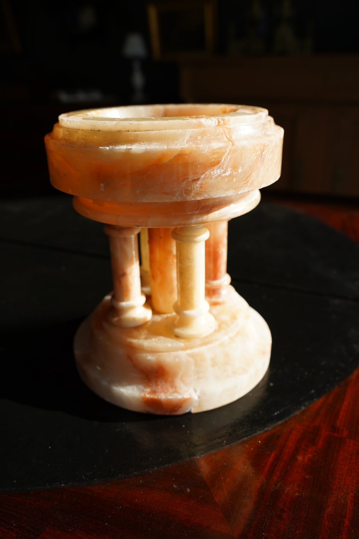Antique Neoclassical Alabaster Pedestal Bowl