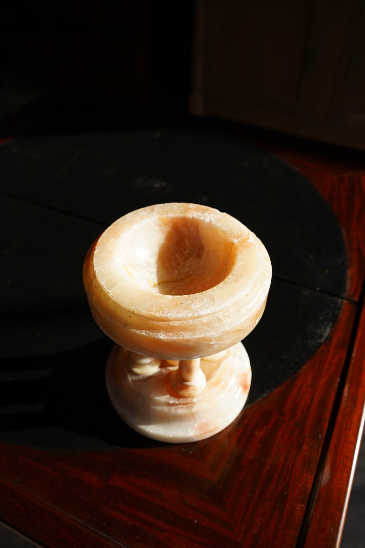 Antique Neoclassical Alabaster Pedestal Bowl