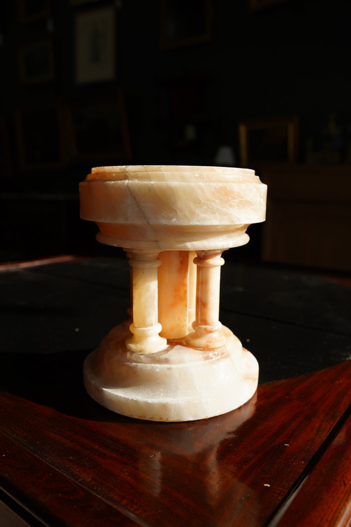 Antique Neoclassical Alabaster Pedestal Bowl