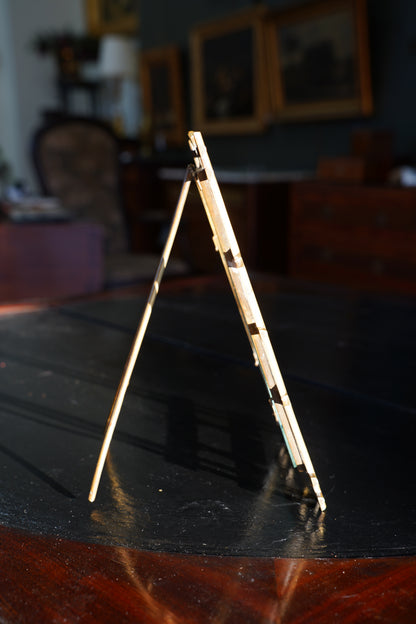 Antique Victorian Brass Easel Frame, Bamboo Lattice