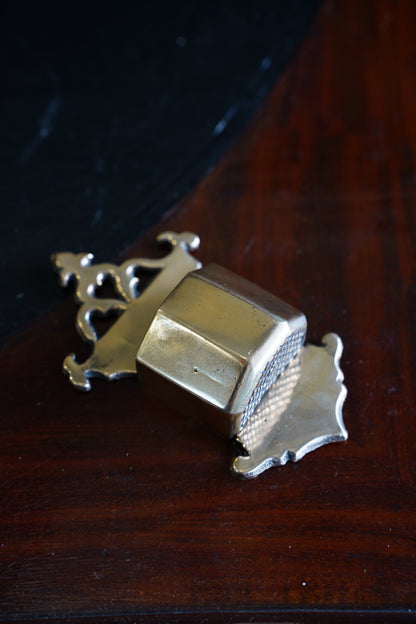 Antique Brass Wall Match Holder with Striker