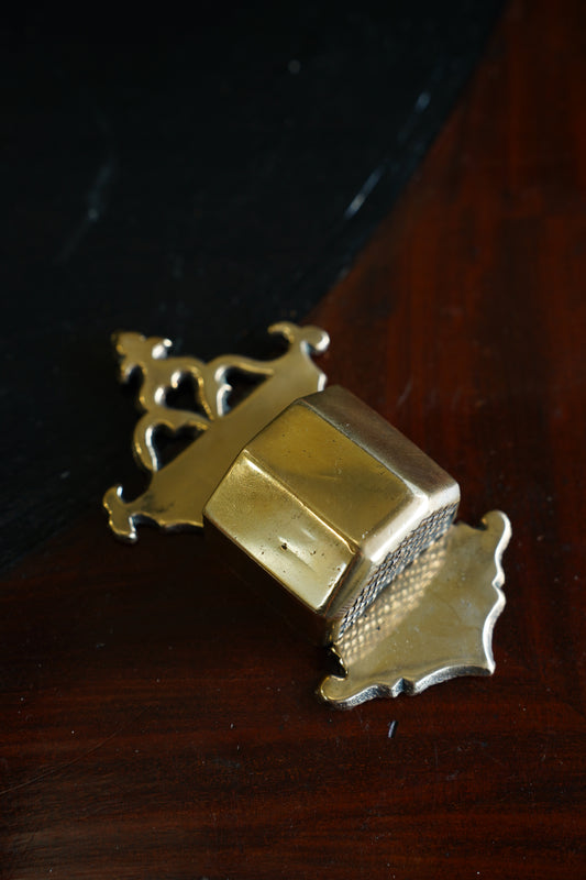 Antique Brass Wall Match Holder with Striker