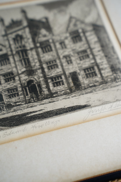 Vintage Signed Etching of Old King Edward's School, Birmingham