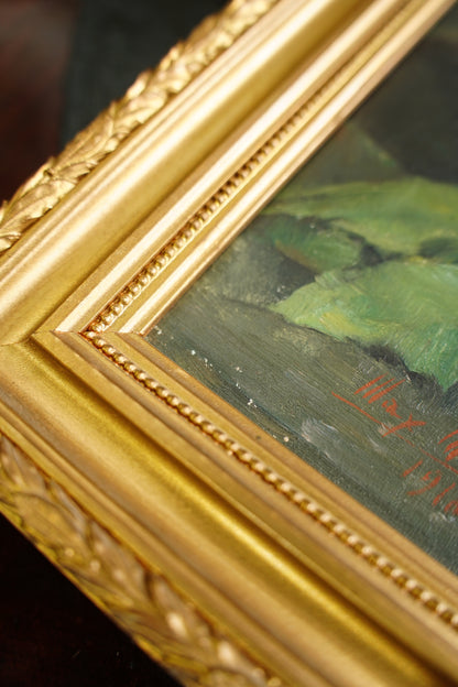 Antique Signed European Fruit Still Life Oil Painting, 1918