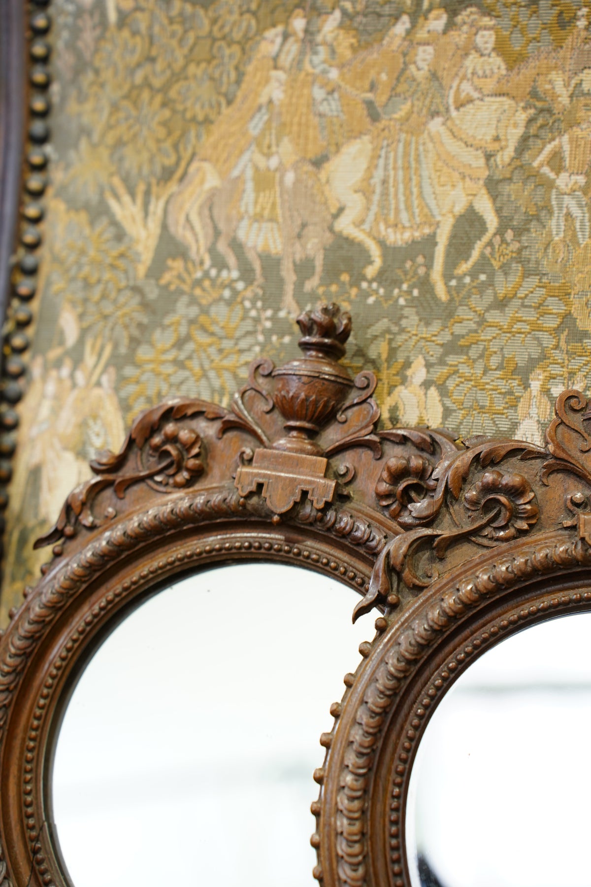 Antique Louis XVI Style Carved Wood Mirror - Pair