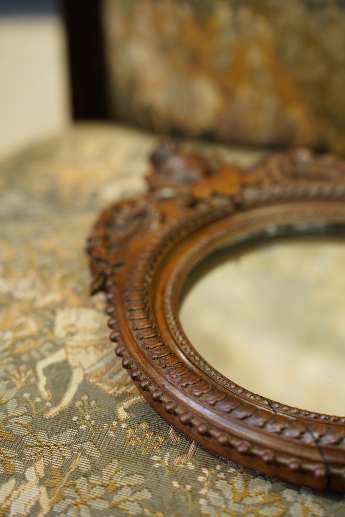 Antique Louis XVI Style Carved Wood Mirror - Pair