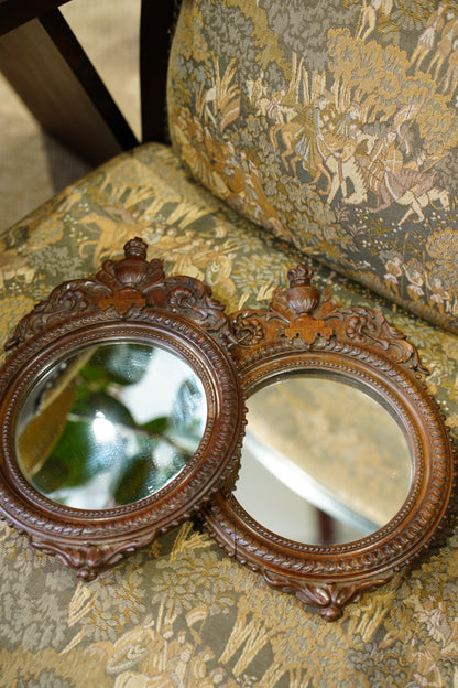 Antique Louis XVI Style Carved Wood Mirror - Pair