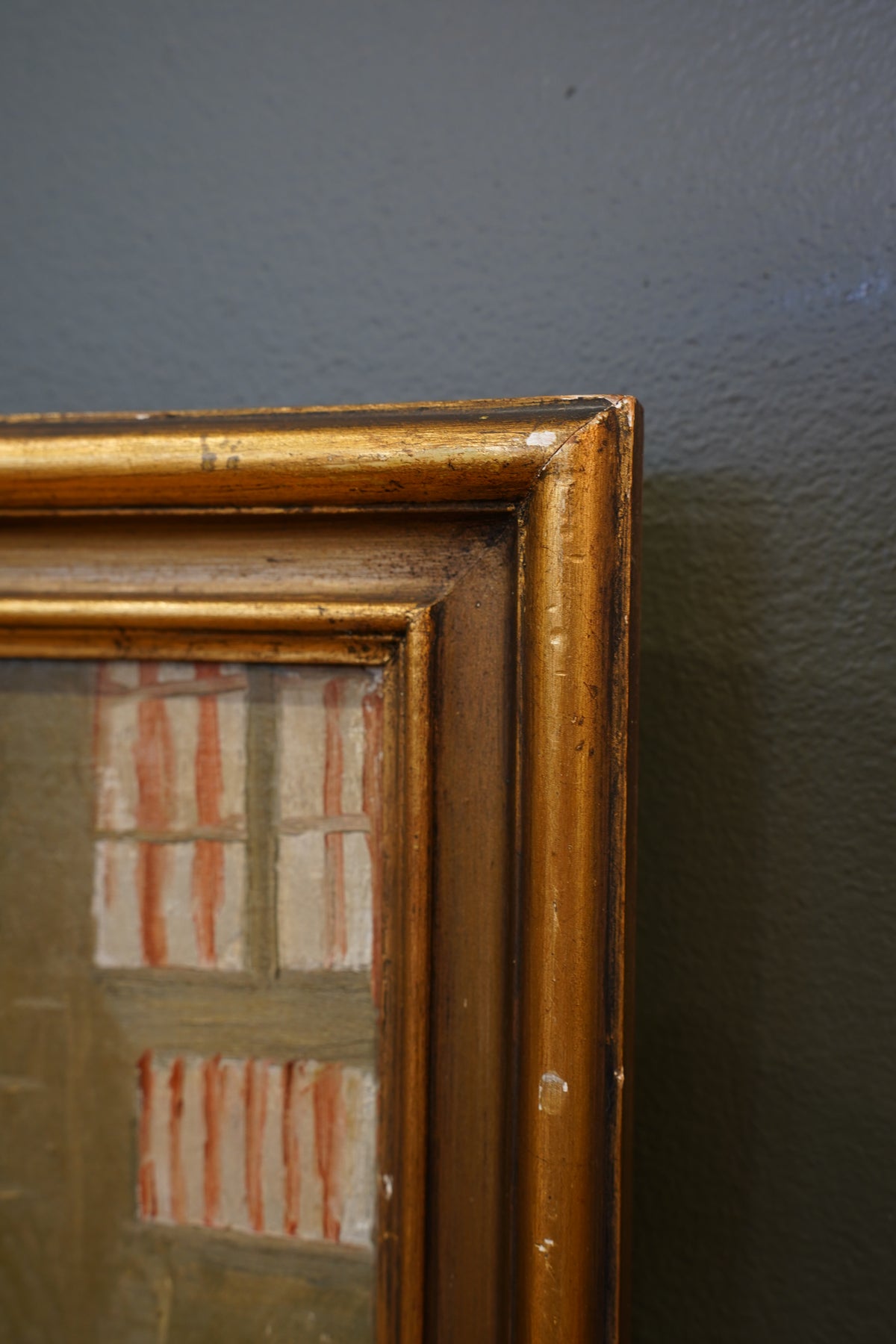 20th Century Monogrammed Interior Oil Painting